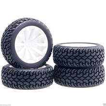 Load image into Gallery viewer, 4Pcs RC 602-8019 Rally Tires Tyre White Wheel Rim For HSP 1:10 On-Road Rally Car
