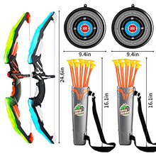 Load image into Gallery viewer, TEMI 2 Pack Set Kids Archery Bow Arrow Toy Set Outdoor Hunting Play with 2 Bow 20 Suction Cup Arrows 2 Target &amp; 2 Quiver, LED Light Up Function Toy, Outdoor Toys for Kids, Boys &amp; Girls Ages 3 -12
