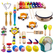 Load image into Gallery viewer, ATDAWN Kids Musical Instruments, 15 Types 22pcs Wood Percussion Xylophone Toys for Boys and Girls Preschool Education with Storage Backpack
