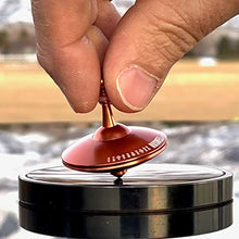 Load image into Gallery viewer, Plexity Labs UFO Tops - Metal Spinning Top - Inspired by The Documented 1947 UFO Sighting in Roswell, New Mexico (Color: Desert Orange)
