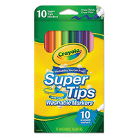 Crayola Washable Super Tips Markers, Washable, 10/BX, AST