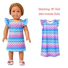 Load image into Gallery viewer, Blue Mermaid Nightgowns Matching Girls&amp;Dolls Flutter Sleeve Pajamas Pjs,Size 10 11
