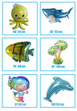 Load image into Gallery viewer, GoGoGoodie Ocean Theme Birthday Party Decorations Shark Birthday Decorations for Boys - Under the Sea Party Include Sea Animal Balloons birthday Banner Navy Blue Hanging Paper Fans Latex Balloons

