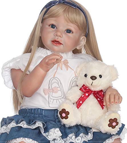 Lifelike Reborn Toddlers Girls Look Real Reborn Baby Dolls Soft Vinyl Toddler Dolls Silicone Toddler Dolls Reborn for Girls 28 Inch with Blonde Hair with Clothes Cheap