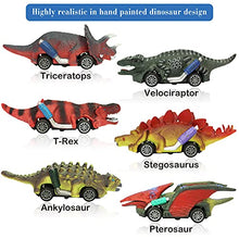 Load image into Gallery viewer, AZSEUOR Dinosaur Toys for Kids Toddlers 3 Years Olds Boys Girls, Pull Back Cars Toy 5 inch Dino Toys Playset Educational, 6 Pack
