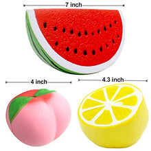 Load image into Gallery viewer, 6PCS Jumbo Squishies Slow Rising Strawberry Peach Banana Lemon Watermelon Pineapple Charms Fruit Squishies Cream Scented Stress Relief Kawaii Toys for Kids and Adults

