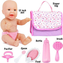 Load image into Gallery viewer, Click N&#39; Play Baby Girl Doll 14 with Caring Accessory Set, Pink

