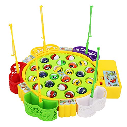 Aoile Classical Fishing Toys Set for Kids Educational Toys with Music Electric Rotating Fishing Game Funny Sports for Birthday Gift Medium Fish (24 Fish)