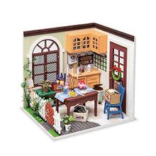 Load image into Gallery viewer, Hands Craft DIY Miniature Dollhouse Kit  Mrs. Charlie&#39;s Dining Room 3D Model Wooden Furniture Tiny House Building with LED Lights Wood Pre Cut Pieces 1:24 Scale Puzzle for Teens and Adults DGM09
