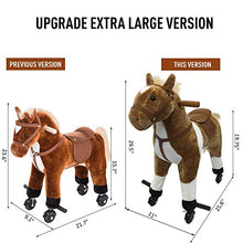 Load image into Gallery viewer, Qaba Kids Plush Ride On Toy Walking Horse with Wheels and Realistic Sounds, 30&quot;H, Brown

