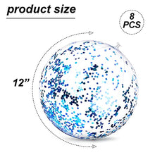 Load image into Gallery viewer, Skylety 8 Pieces Inflatable Clear Glitter Beach Balls Confetti Beach Balls Transparent Swimming Pool Party Ball for Summer Beach, Pool and Party Favor (Blue)

