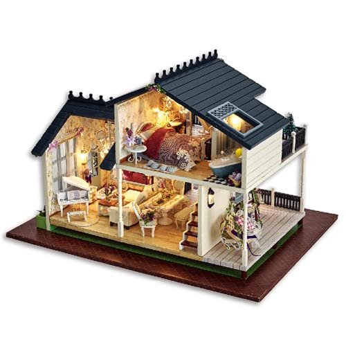 Hilitand Wooden Dollhouse, Assembling Dollhouse Atural and Eco-Friendly for Your Friends, Family and Classmates as Gifts