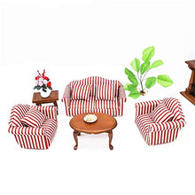 Load image into Gallery viewer, EatingBiting 1:12 Dollhouse Miniature Furniture Red Sofa 1 Double Sofa 2 Single Sofas 3Pcs Living Room Decoration Doll House Mini Floral Single Cushions Set Decor Gift Sun Lattice
