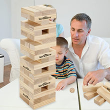 Load image into Gallery viewer, Win SPORTS Giant Tumbling Timbers - Yard Games Large Wooden Tumble Tower Wood Blocks Stacking Yard Game, with 1 Dice Set &amp;Stacks to Over 5 FT,Made from Premium Pine (7.5&quot;x2.5&quot;x1.5&quot;, 54 PCS)
