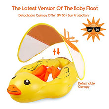 Load image into Gallery viewer, Yobeway Inflatable Baby Swimming Float ,Cartoon Duck Floats with UPF50 Sun Canopy No Flip Safe Bottom Support Baby Floats for Baby Age of 6-36 Months (Yellow, L)
