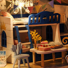 Load image into Gallery viewer, DIY Wooden Dollhouses Blue Romantic Villa Assembled Miniature with Furniture Doll House Toys for Kids Girl Adult Gift-only Dollhouse

