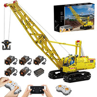 RC Crawler Crane Model, 1988 Pcs Building Blocks Set Oversized Yellow Crawler Crane Model with Motor, Compatible with Lego