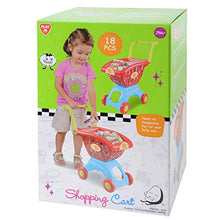Load image into Gallery viewer, PlayGo Lightweight Shopping Cart Toy 18 Pc Set with Adjustable Handle Pretend Play for Toddler Kids Age 3 Years &amp; Up
