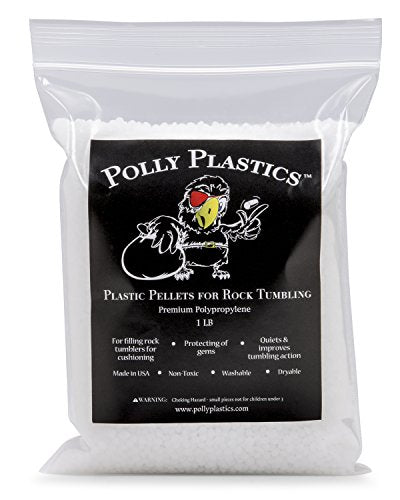 Polly Plastics Polypropylene Plastic Poly Pellets Rock Tumbling Media Rock Tumbler Filler Beads in Heavy Duty Resealable Bag (1 lb)