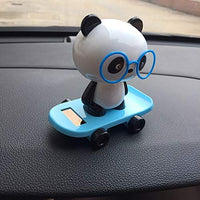 Zereff Cute Solar Powered Car Dashboard Home Desk Decor Dancing Panda Swinging Toy Gift Car Ornament - (Color Name: Blue)