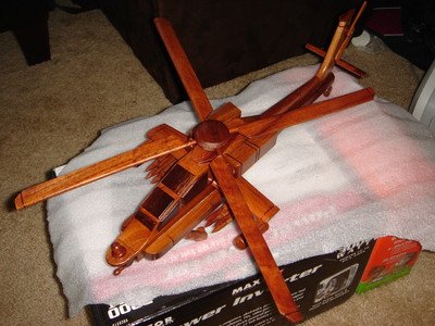 Ah-64 Apache Hand Craft Wooden Model Helicopter Require Couple Simple Assembly