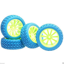 Load image into Gallery viewer, Toyoutdoorparts 4Pcs RC 603-8019 Blue Rally Tires Tyre Wheel Rim for HSP 1:10 On-Road Rally Car
