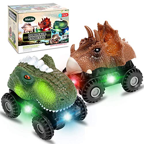 Dinosaur Toys for 2 3 4 Year Olds Boys,Niskite Dinosaur Car for Kids Toddler,Gifts for 5-8 Year Old Boy,Most Popular Birthday Presents for Girl Age 6 7 (2 Pack)