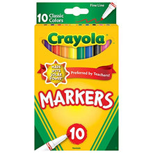 Load image into Gallery viewer, Crayola Original Marker Set, Fine Tip, Assorted Classic Colors, Set of 10
