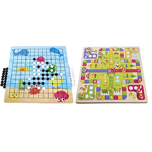 Travel Games Board Games 11.8X11.8X0.2In Desktop Game, Five-in-A-Row Interactive Desktop Game Go Game Set Kid Toy, for Travel Home Wooden Toy Puzzle Toy