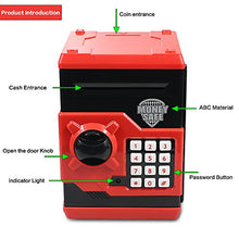 Load image into Gallery viewer, Sikaye Piggy Banks Best Gift for Kids Children Electronic Code Lock Money Banks with Password Mini ATM Money Save for Paper Money and Coins, Great for Boys &amp; Girls (Black/Red)
