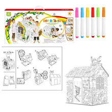 Load image into Gallery viewer, JW-MZPT Cardboard Playhouse for Kids to Color, Outdoor Indoor DIY Painting Gift for Children Kid&#39;s Foldable Premium Corrugated Cardboard Playhouse

