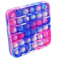 Fidget Toy Cheap Push Pop Fidget Toy, Push Pop Bubble Sensory Fidget Toy Silicone Pop Bubble Sensory Silicone Toy, Stress Reliever (Blue/Pink/White Tie Dye-Square)