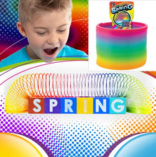Load image into Gallery viewer, JA-RU Big Magic Rainbow Color Spring Pack (9 Units) Original Plastic Coil Fidget Toy | Kids Slinky Toy for Girls &amp; Boys | Colorful Neon Color Sensory Vintage Toys. Plus 1 Bouncy Ball Item #1702-9p
