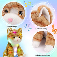 Load image into Gallery viewer, Hopearl LED Musical Stuffed Kitty Light up Singing Plush Cat Adjustable Volume Lullaby Animated Soothe Birthday Festival for Kids Toddler Girls, Orange, 12.5&#39;&#39;
