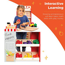 Load image into Gallery viewer, Best Choice Products Pretend Play Grocery Store Wooden Supermarket Toy Set for Kids w/ Play Food, Chalkboard, Cash Register, Working Conveyor
