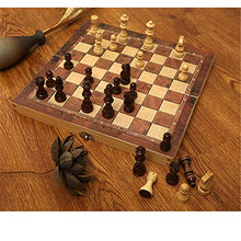 Load image into Gallery viewer, HIJIN Magnetic Chess Set, Magnetic Wooden Chess Folding Board Chess Pieces Set with 2 Extra Queens and Storage Slots, for Kids Party Family Activities,2929
