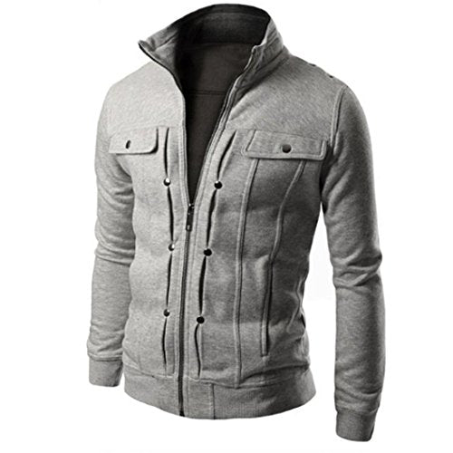 Men's Jackets,Cycling Thicken Thermal Cargo Coat  Windproof, Breathable and Reflective KLGDA Gray