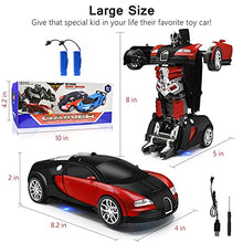 Load image into Gallery viewer, Zahooy RC Car Robot Transform Model Toy,1:18 Red Remote Control Deformed Vehicles,Racing Automobile Deformation with Realistic Engine Sounds&amp;One-Button Transformation&amp;360Speed Drifting for Boys Girls
