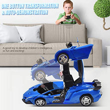 Load image into Gallery viewer, RC Car for Kids Transform Car Robot, Remote Control Super Car Toys with One-Button Deformation and 360Rotating Drifting 1:18 Scale , Best Happy New Year Birthday Gifts for Boys Girls (Blue)
