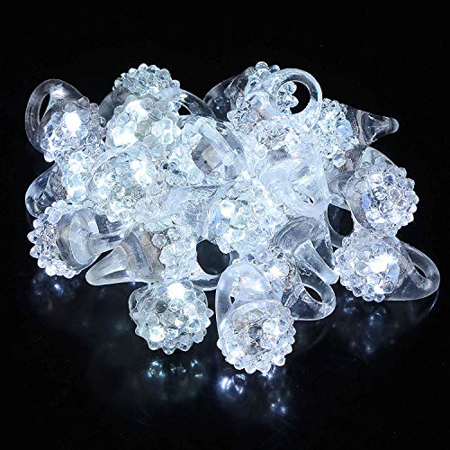 C&H Solutions Shining White Clear LED Flashing Jelly Bumpy Finger Rings (48 Ct)