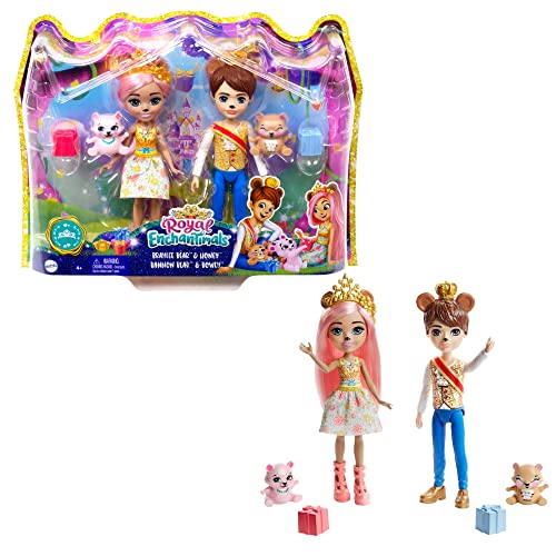 Royal Enchantimals Braylee Bear & Bannon Bear Dolls (6-in/15.2-cm) & 2 Animal Figures, Great Gift for 3 to 8 Year Old Kids