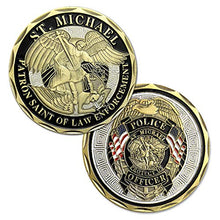 Load image into Gallery viewer, St. Michael Patron Saint of Police Officers Prayer Law Enforcement US Military Challenge Coin
