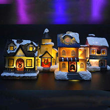 Load image into Gallery viewer, prettDliJUN Lovely Dreamy Snowing Scene Cottage House Toy with Light Christmas Home Ornament for Kids E
