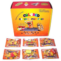 12 Assorted Toy Mini Magic Growing Fast Food Hot Dogs, Hambugers, Drinks, Ice Cream and Other Food Items - Just Add Water and Watch Them Grow