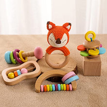 Load image into Gallery viewer, Wooden Baby Toys 5 pc Organic Wood Rattle Toys Colors Series Stimulate Visual Development Montessori Wooden Toy
