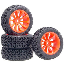 Load image into Gallery viewer, Toyoutdoorparts RC 604-8019 Rubber Tires &amp; Plastic Wheel Rims 4P for HSP HPI 1/10 On-Road Rally Car
