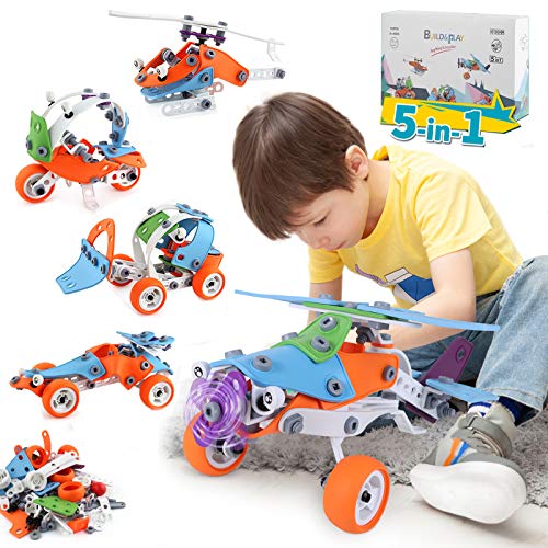 LAYKEN STEM Learning Toys for 6-12 Years Old Boys&Girls, Educational Engineering Construction Toy Set, DIY Building Models(5in1) Toy Kit, Building Blocks Toys, Creative STEM Toy Gift for Kids