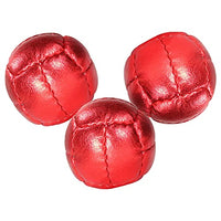 Zeekio Juggling Balls Premium Galaxy - [Pack of 3], Synthetic Leather, Millet Filled, 12-Panel Leather Balls, 130g Each, 62mm, Metallic Red