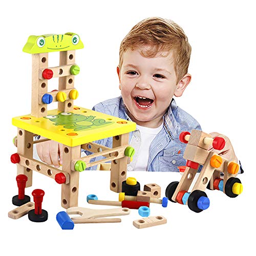 JW-YZWJ Multifunctional Tool Chair, Children's Toy DIY Wooden Disassembly Chair, Nut Assembly and Disassembly Toy