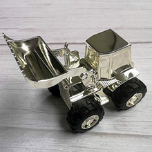 Load image into Gallery viewer, Personalized Silver-Plated Metal Bulldozer Coin Bank
